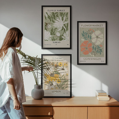 Set di 3 quadri Motivi floreali provenienti da città di tutto il mondo