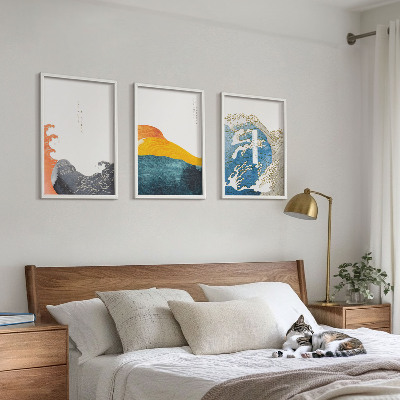 Set di quadri incorniciati Ondate di stile grafico giapponese