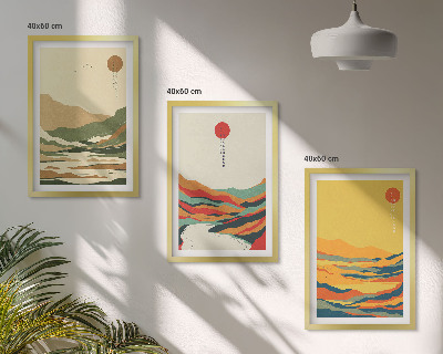 Composizione di quadri I colorati disegni delle montagne del fiume Japandi