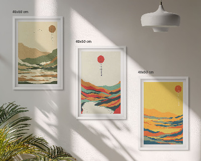 Composizione di quadri I colorati disegni delle montagne del fiume Japandi