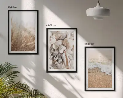 Set di quadri incorniciati con motivi marini di spiaggia conchiglie e onde