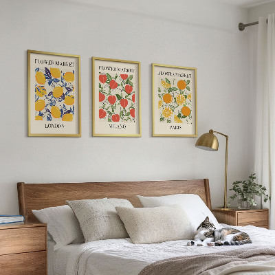 Set di 3 quadri Manifesti floreali nelle città