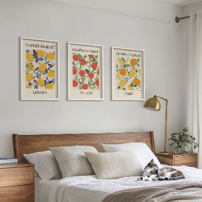 Set di 3 quadri Manifesti floreali nelle città