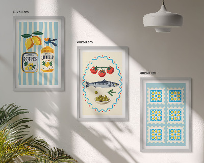 Composizione di quadri Illustrazioni di cucine in stile mediterraneo