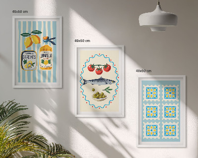 Composizione di quadri Illustrazioni di cucine in stile mediterraneo