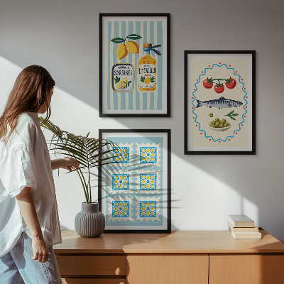 Composizione di quadri Illustrazioni di cucine in stile mediterraneo