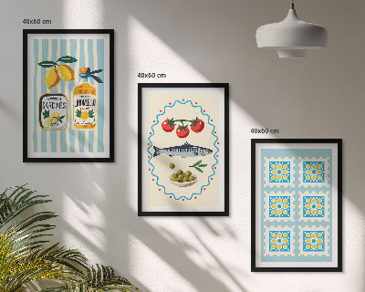 Composizione di quadri Illustrazioni di cucine in stile mediterraneo