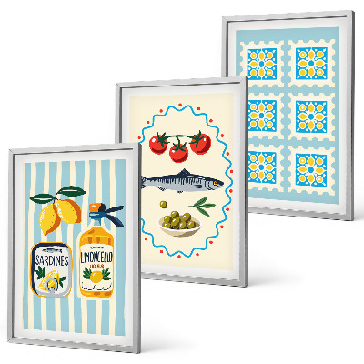 Composizione di quadri Illustrazioni di cucine in stile mediterraneo