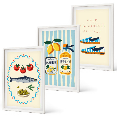 Set di quadri incorniciati Immagini di lifestyle dai sapori italiani