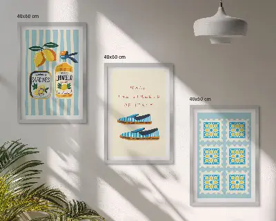 Set di 3 quadri con stampa a tema frutta tipica italiana