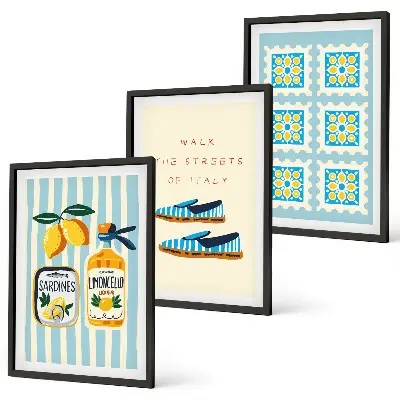 Set di 3 quadri con stampa a tema frutta tipica italiana