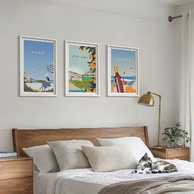 Composizione di quadri con Amalfi, Positano e Capri
