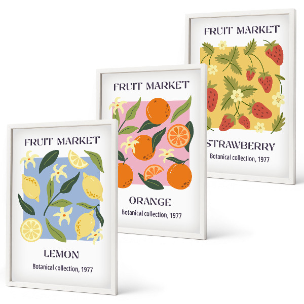 Set di quadri incorniciati Poster di frutta: limoni e fragole