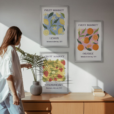 Set di quadri incorniciati Poster di frutta: limoni e fragole