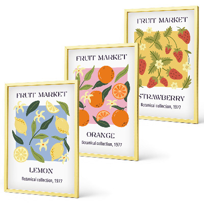 Set di quadri incorniciati Poster di frutta: limoni e fragole