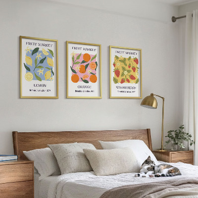 Set di quadri incorniciati Poster di frutta: limoni e fragole