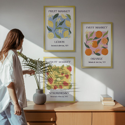 Set di quadri incorniciati Poster di frutta: limoni e fragole