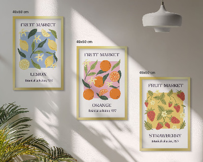 Set di quadri incorniciati Poster di frutta: limoni e fragole
