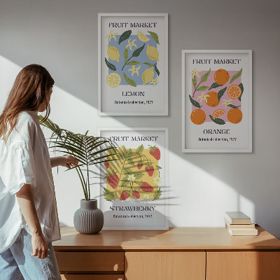 Set di quadri incorniciati Poster di frutta: limoni e fragole