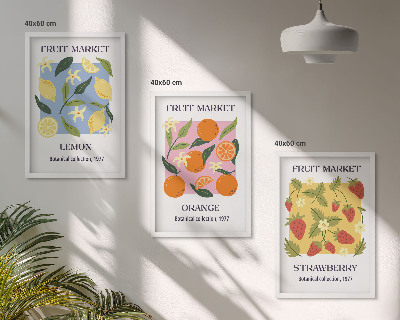 Set di quadri incorniciati Poster di frutta: limoni e fragole