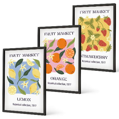 Set di quadri incorniciati Poster di frutta: limoni e fragole