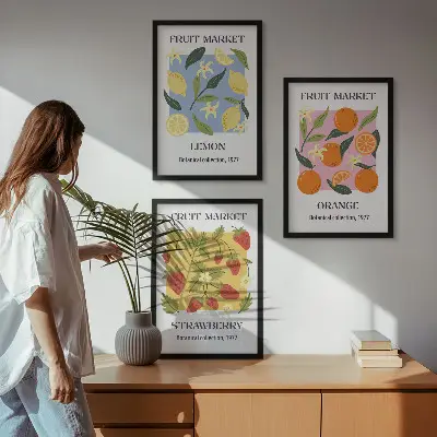 Set di quadri incorniciati con grafiche di limoni e fragole