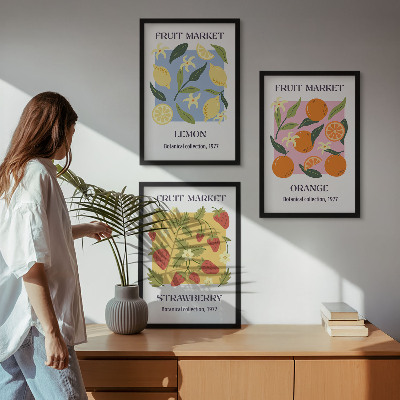 Set di quadri incorniciati Poster di frutta: limoni e fragole