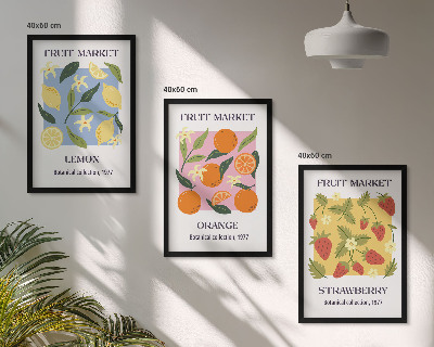 Set di quadri incorniciati Poster di frutta: limoni e fragole