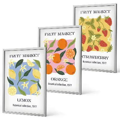 Set di quadri incorniciati con grafiche di limoni e fragole