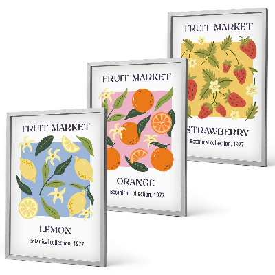 Set di quadri incorniciati Poster di frutta: limoni e fragole