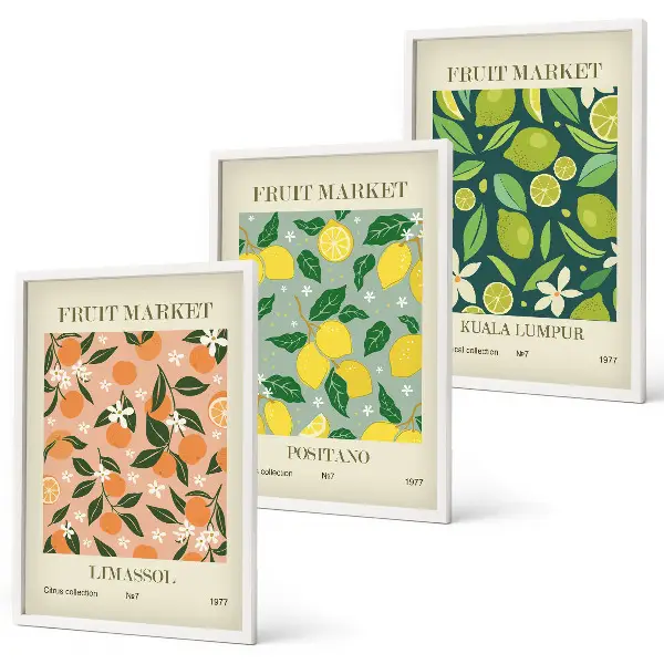 Set di quadri incorniciati con motivi floreali di agrumi