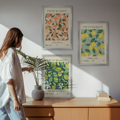 Set di quadri incorniciati Motivi floreali di agrumi