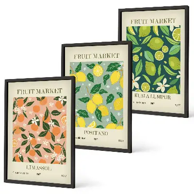 Set di quadri incorniciati con motivi floreali di agrumi