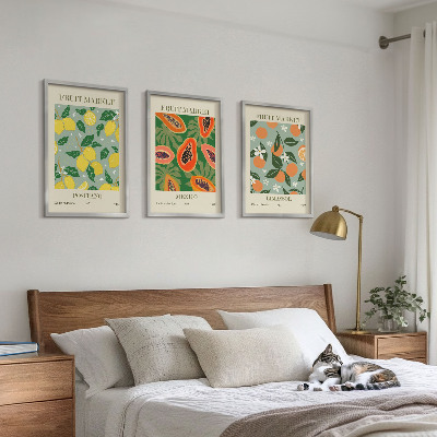 Set di 3 quadri Poster di frutta: limoni e papaie