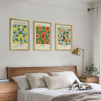 Set di 3 quadri Poster di frutta: limoni e papaie