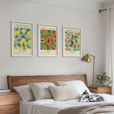 Set di 3 quadri Poster di frutta: limoni e papaie