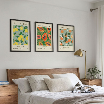 Set di 3 quadri Poster di frutta: limoni e papaie