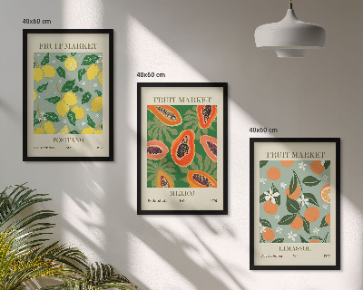Set di 3 quadri Poster di frutta: limoni e papaie
