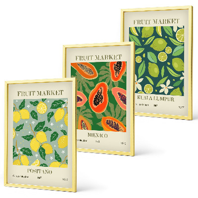 Composizione di quadri Motivi fruttati di limone e papaya