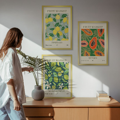 Composizione di quadri Motivi fruttati di limone e papaya