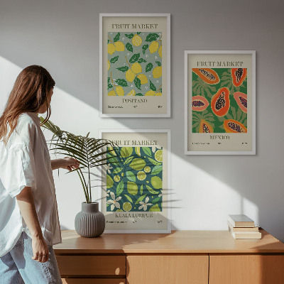 Composizione di quadri Motivi fruttati di limone e papaya