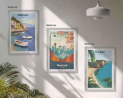 Set di 3 quadri Panorami urbani di Grecia, Canada e Australia