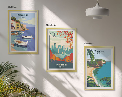 Set di 3 quadri Panorami urbani di Grecia, Canada e Australia