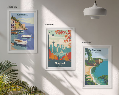 Set di 3 quadri Panorami urbani di Grecia, Canada e Australia