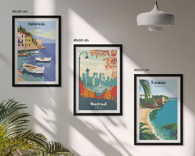Set di 3 quadri Panorami urbani di Grecia, Canada e Australia