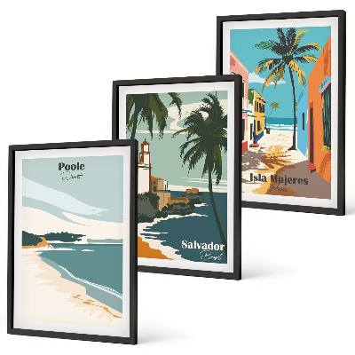 Composizione di quadri Spiagge tropicali e palme