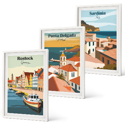 Set di quadri incorniciati Vedute di città costiere europee