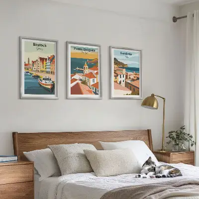 Set di quadri incorniciati con vedute di città costiere europee
