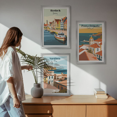 Set di quadri incorniciati Vedute di città costiere europee