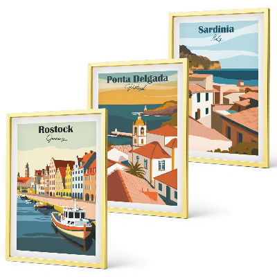 Set di quadri incorniciati Vedute di città costiere europee